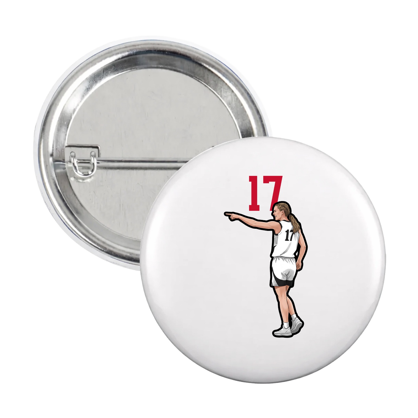 Game Day Button — Number Top in White