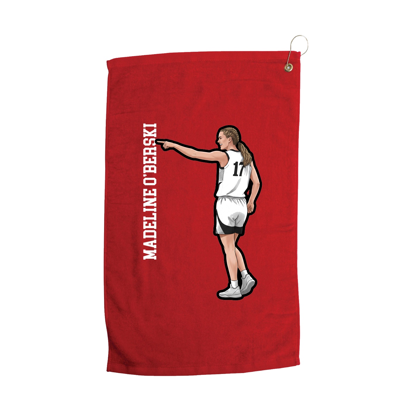 Golf Towel — Name Vertical in Red