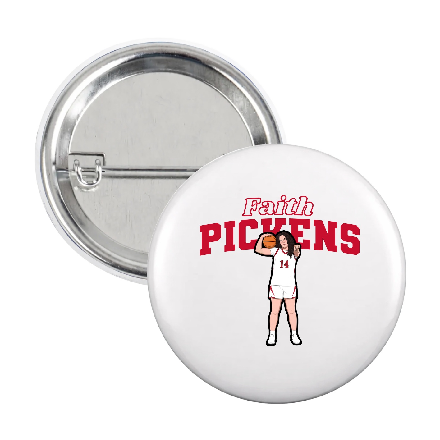 Game Day Button — Name Arch in White