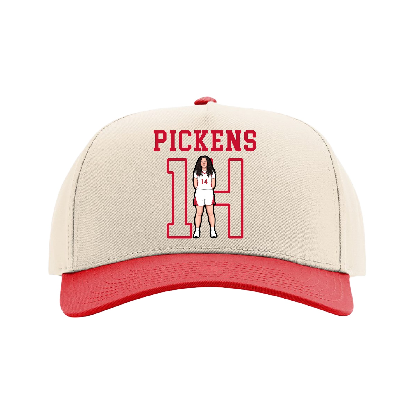 Full Fabric Five-Panel Champ Cap — Shirsey in Cream/Red