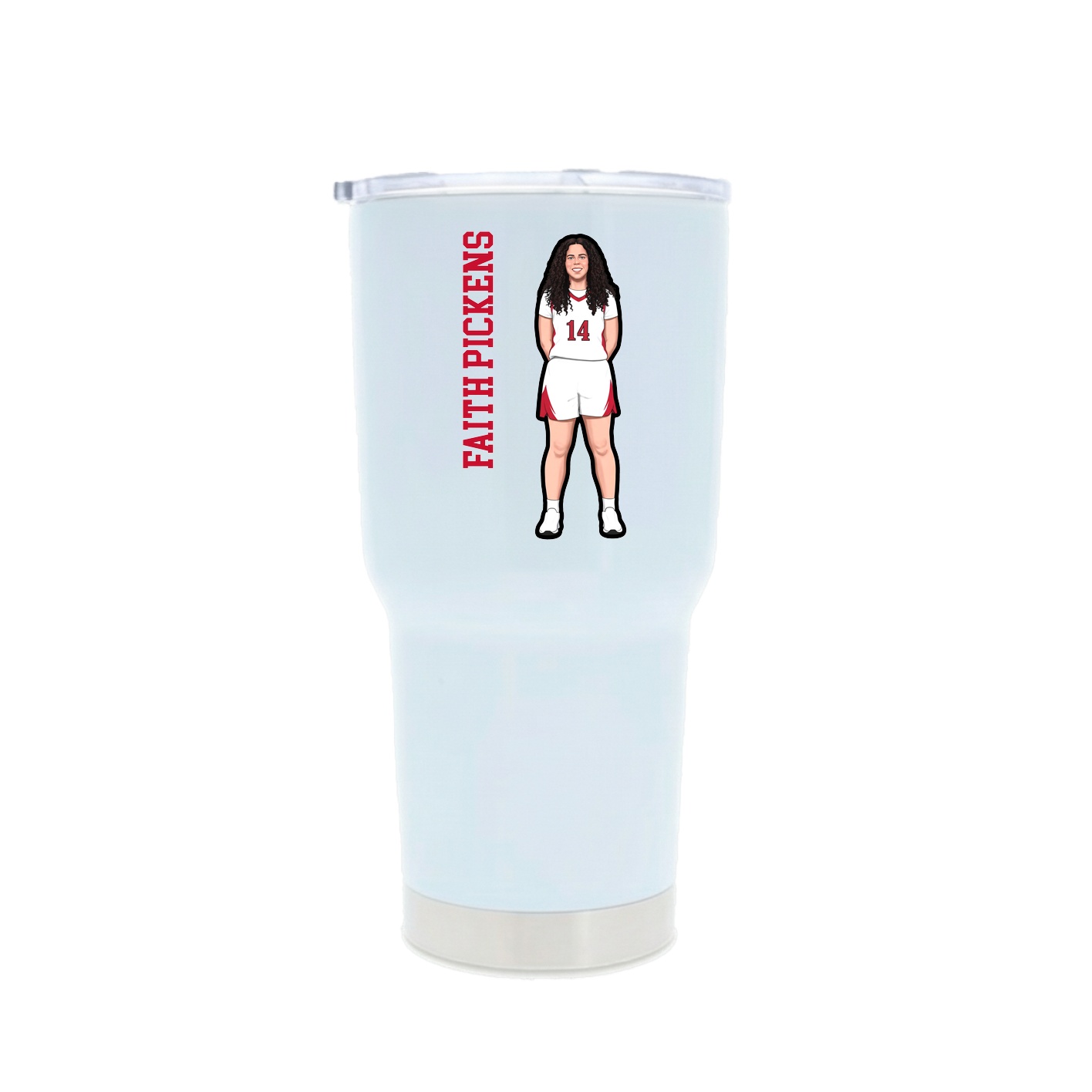30oz Stainless Steel Tumbler — Name Vertical in White