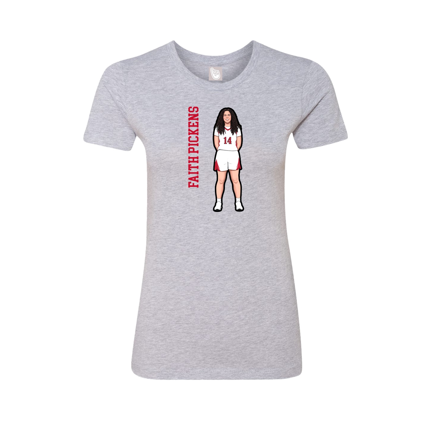 Fitted Women's Tee — Name Vertical in Grey