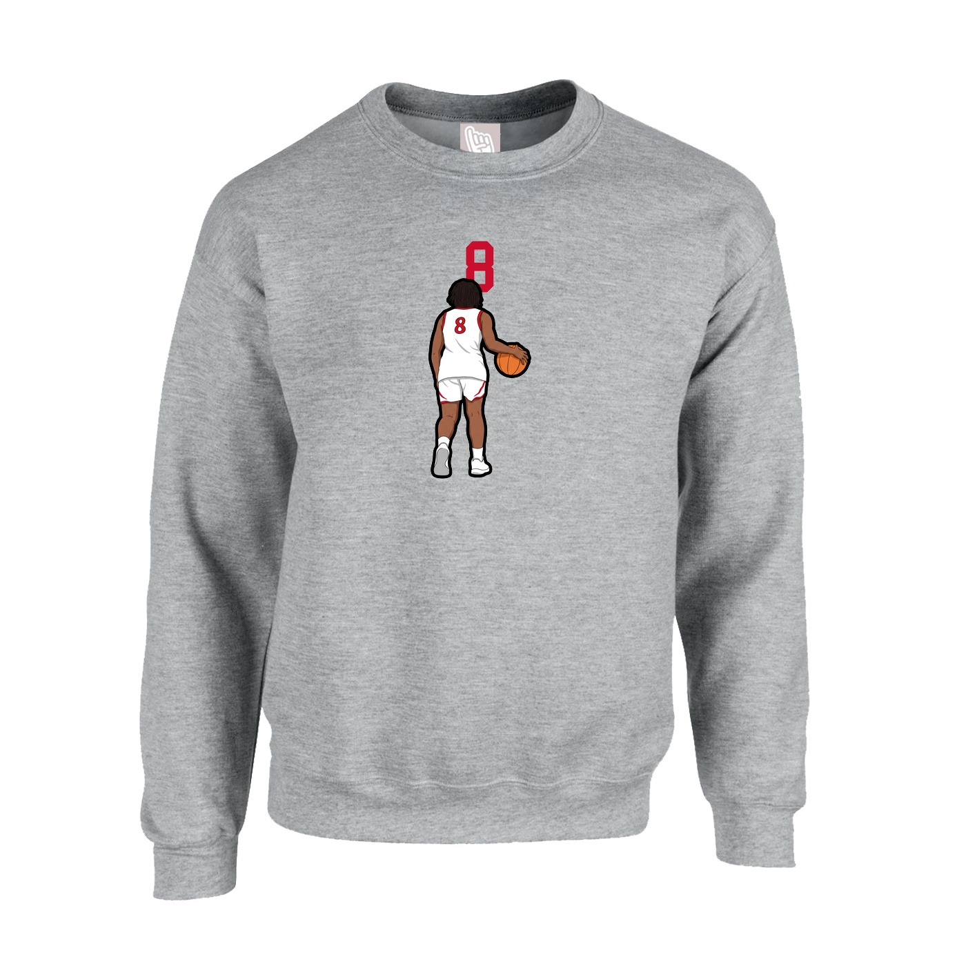 Fleece Crew — Number Top in Grey