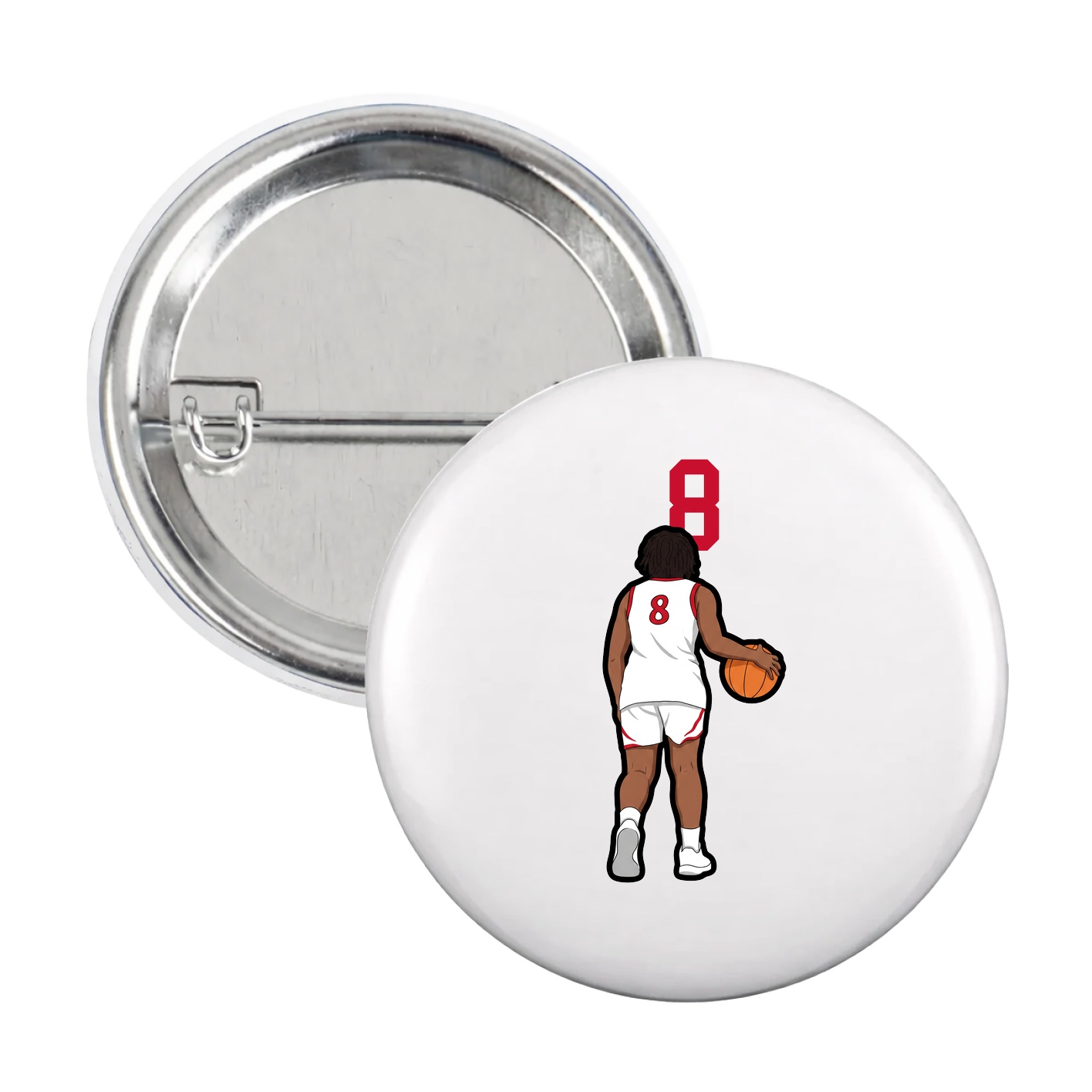 Game Day Button — Number Top in White