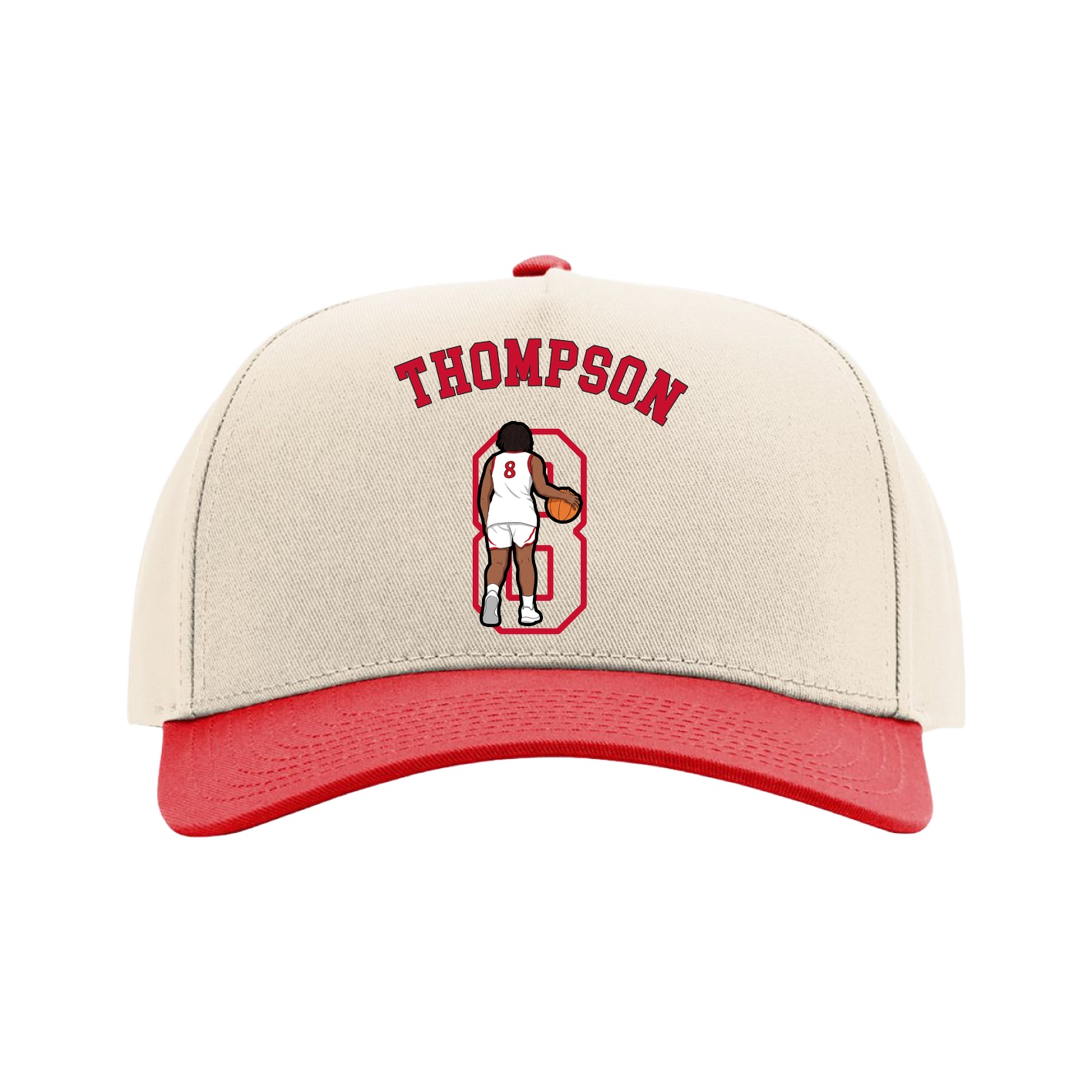 Full Fabric Five-Panel Champ Cap — Shirsey Arch in Cream/Red