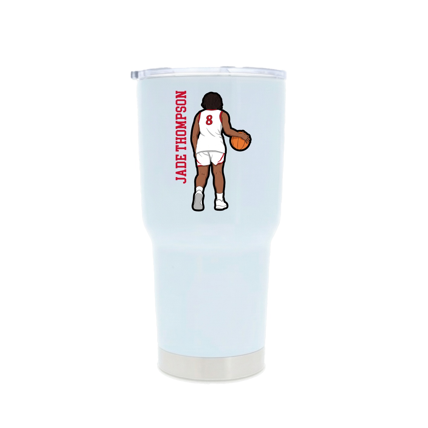 30oz Stainless Steel Tumbler — Name Vertical in White