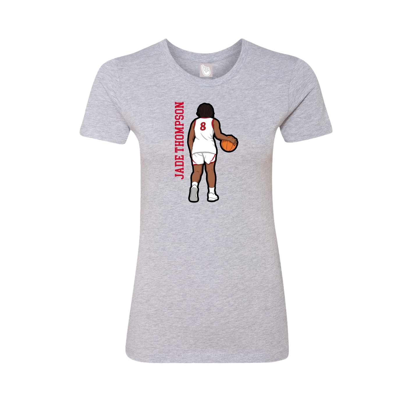 Fitted Women's Tee — Name Vertical in Grey