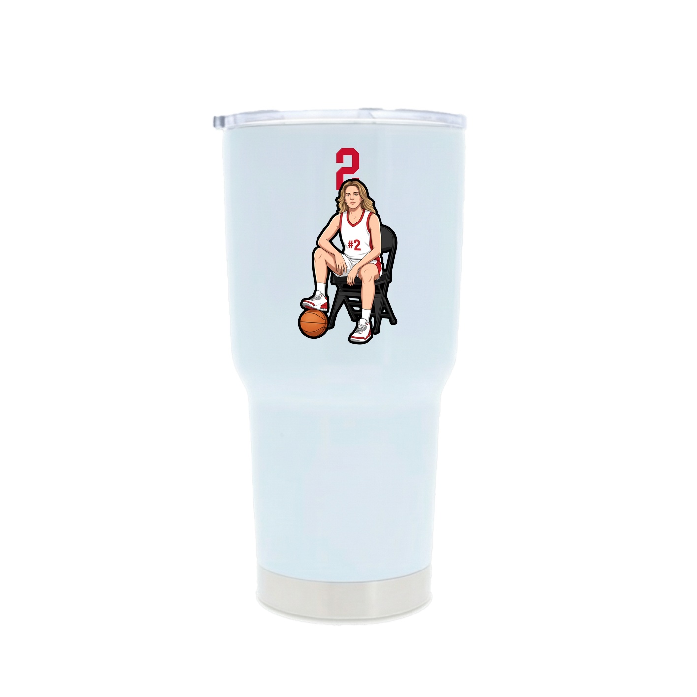 30oz Stainless Steel Tumbler — Number Top in White