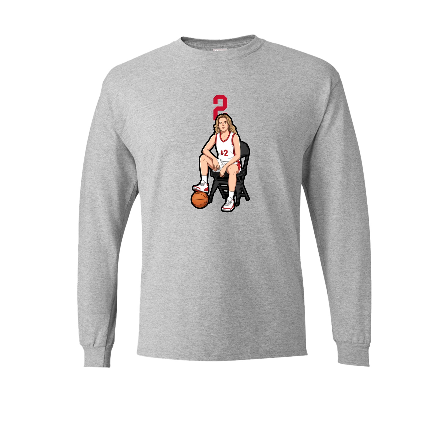 Long Sleeve Tee — Number Top in Grey