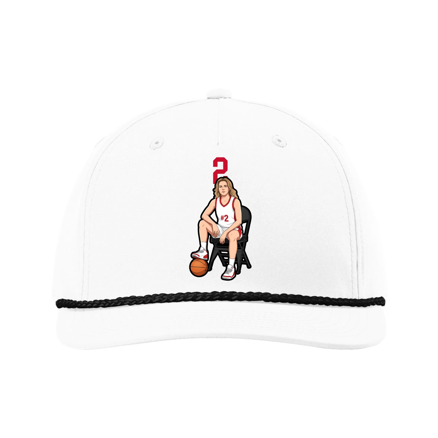 Five-Panel Classic Rope Cap — Number Top in White