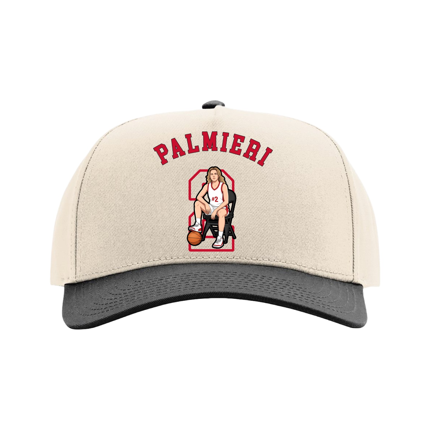 Full Fabric Five-Panel Champ Cap — Shirsey Arch in Cream/Black