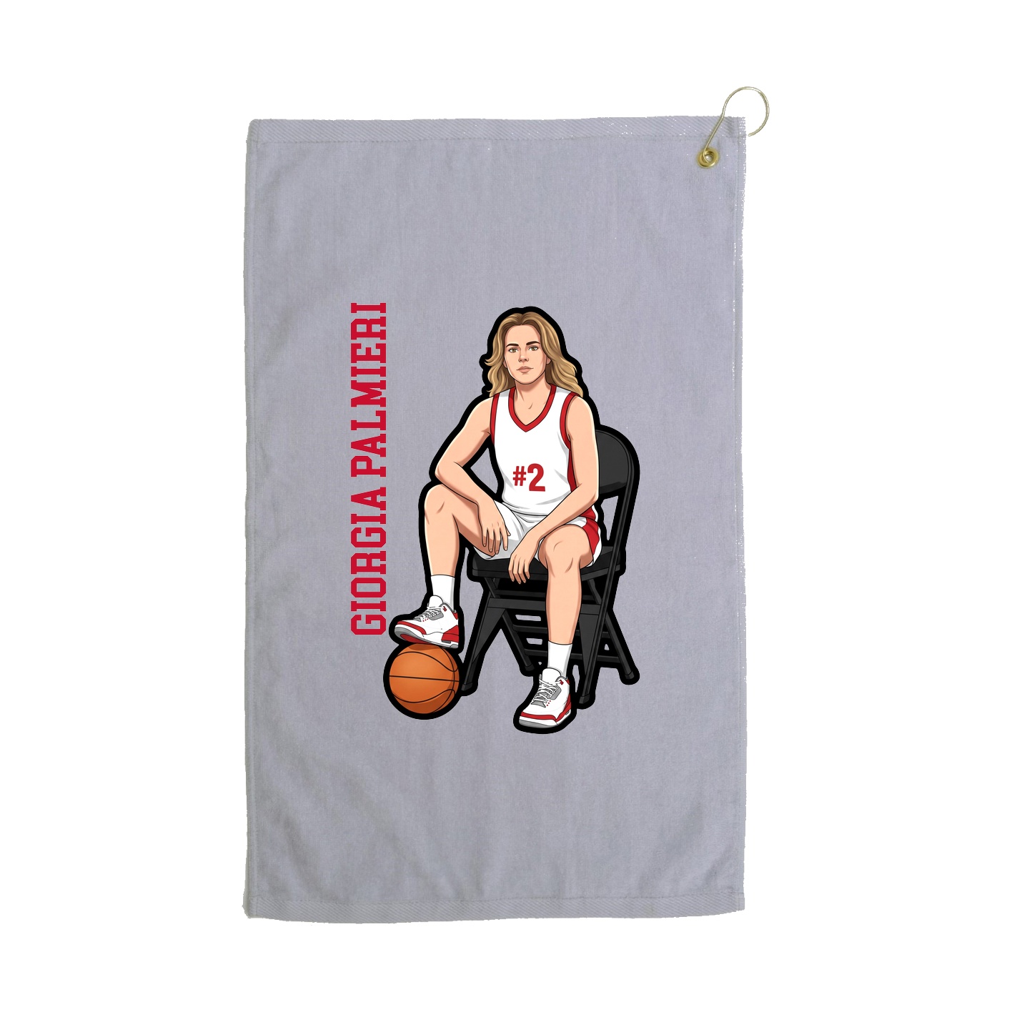 Golf Towel — Name Vertical in Grey