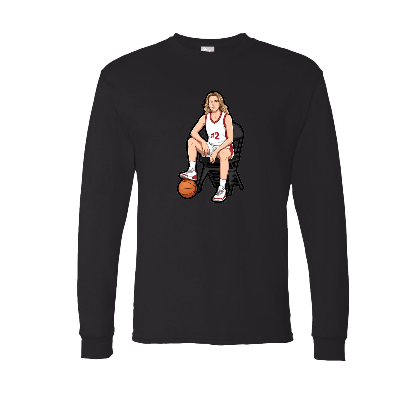 Long Sleeve Tee — Name Vertical in Black