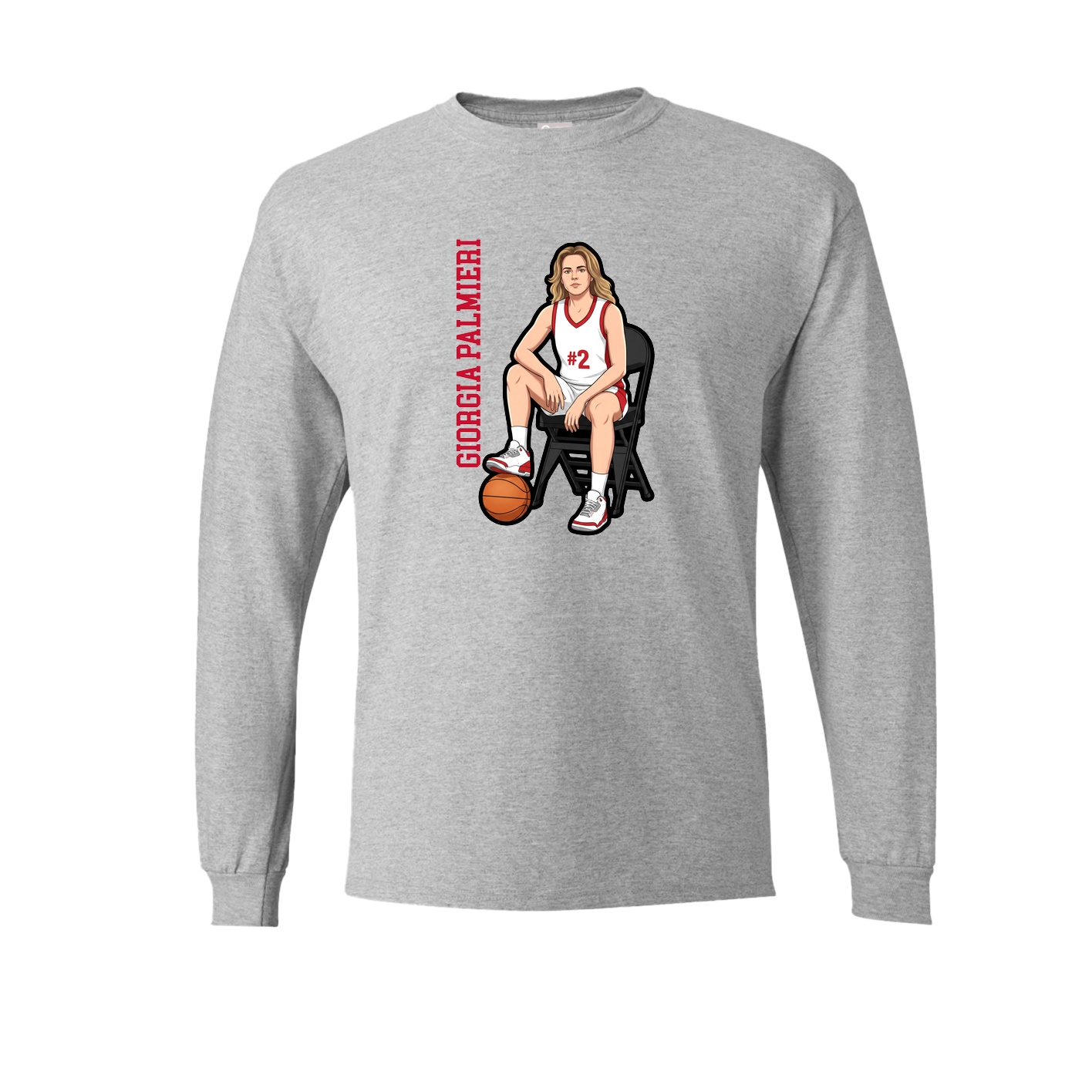 Long Sleeve Tee — Name Vertical in Grey