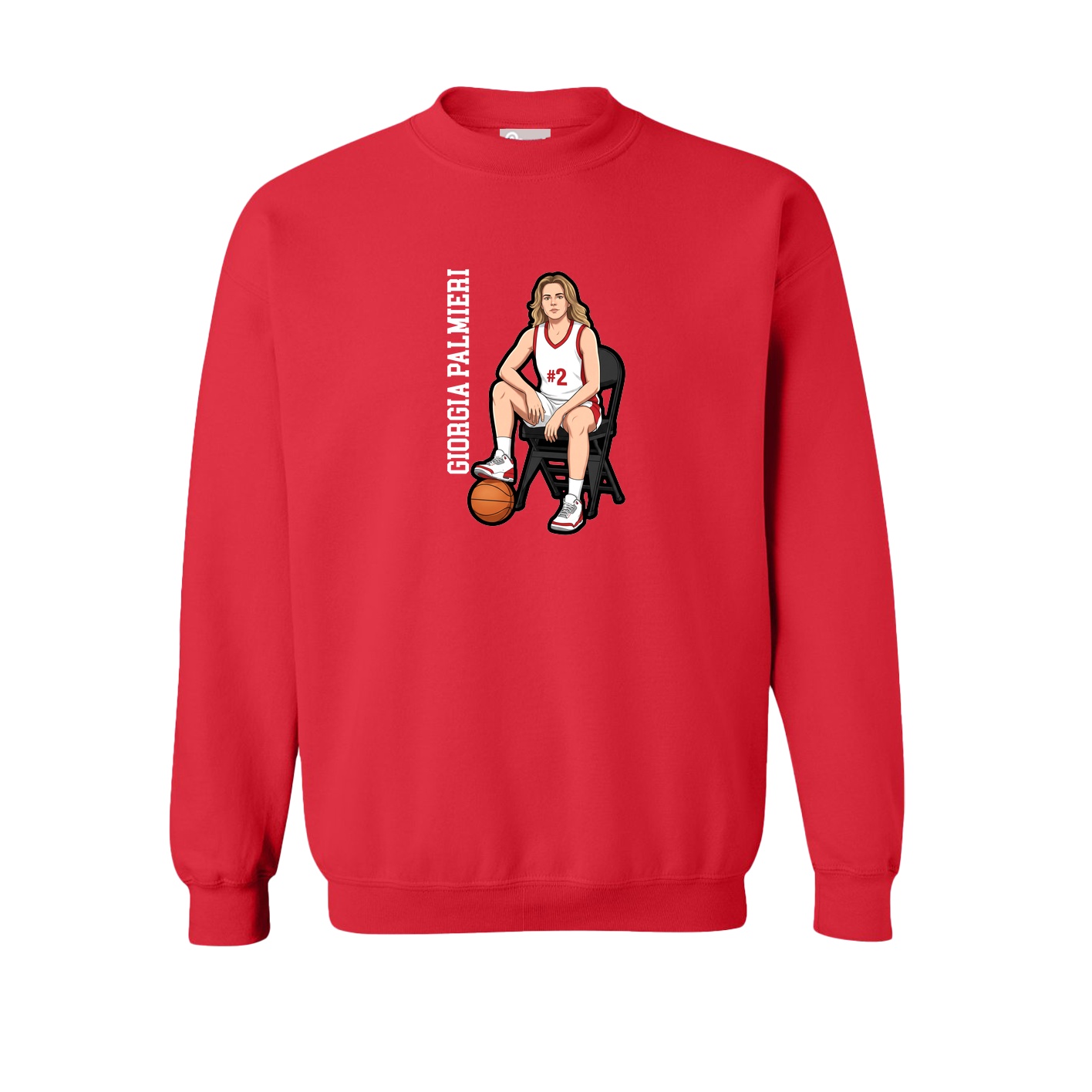 Fleece Crew — Name Vertical in Red