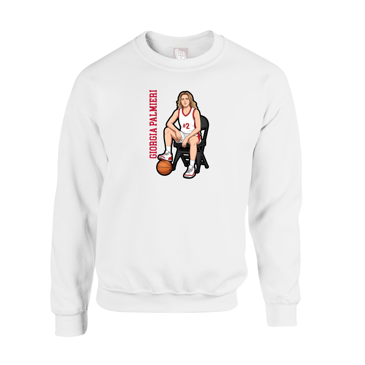 Fleece Crew — Name Vertical in White