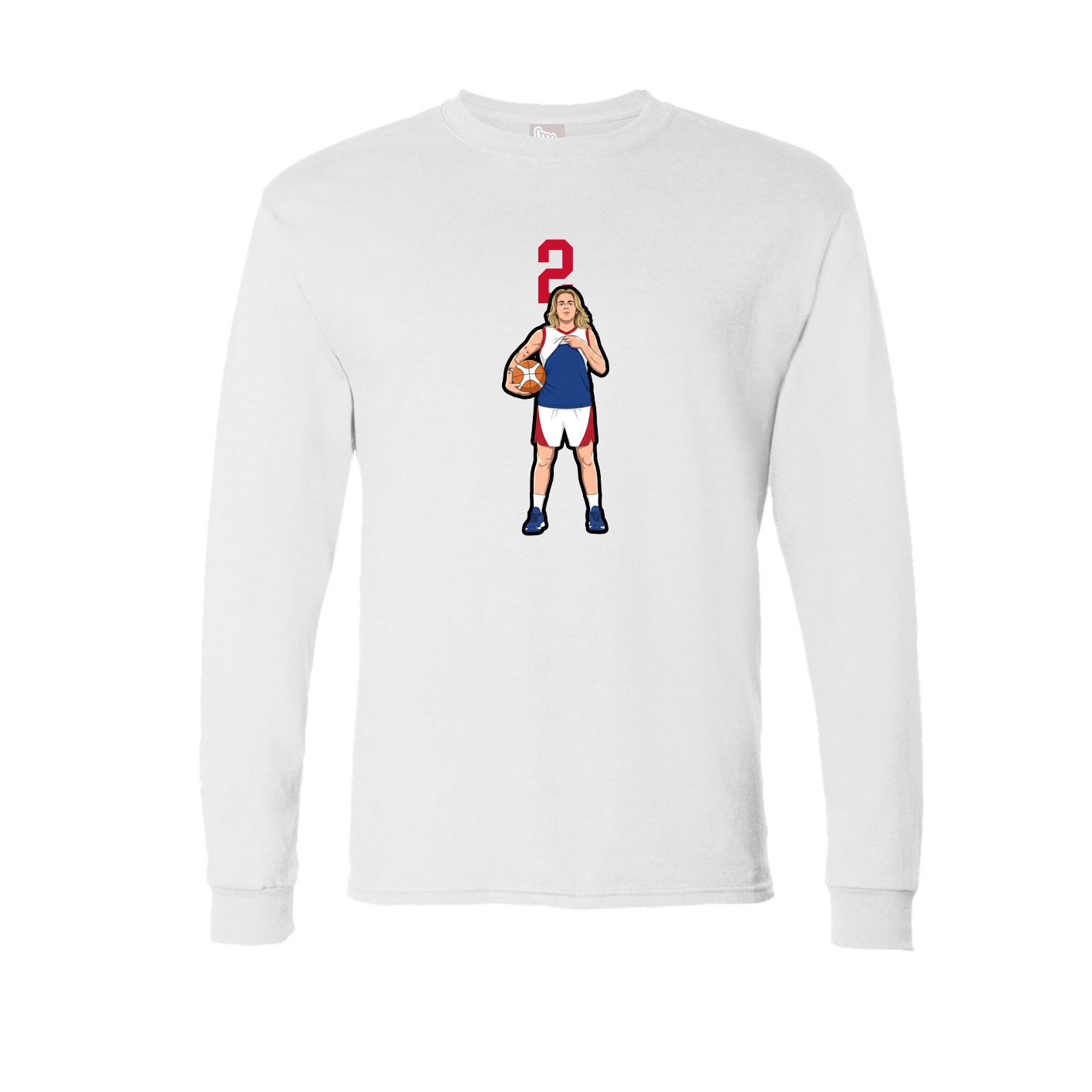 Long Sleeve Tee — Number Top in White
