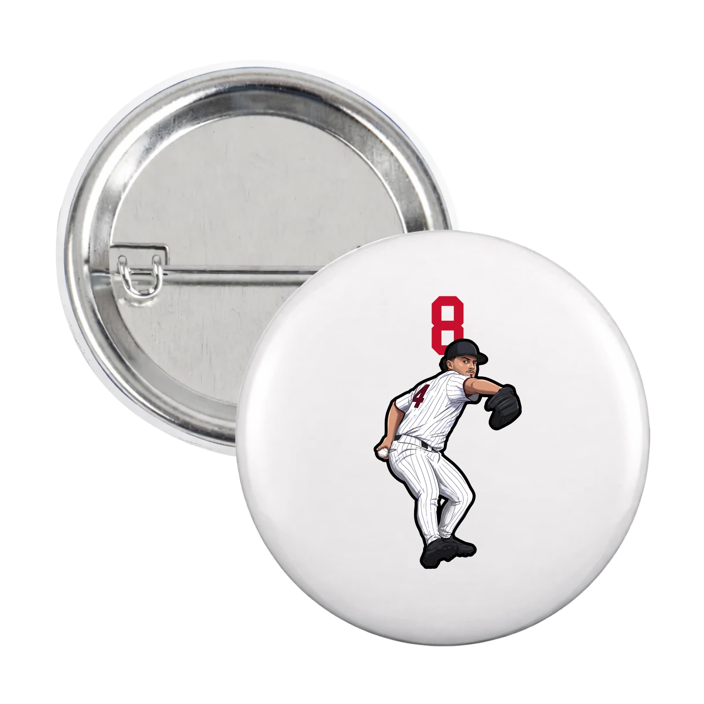 Game Day Button — Number Top in White
