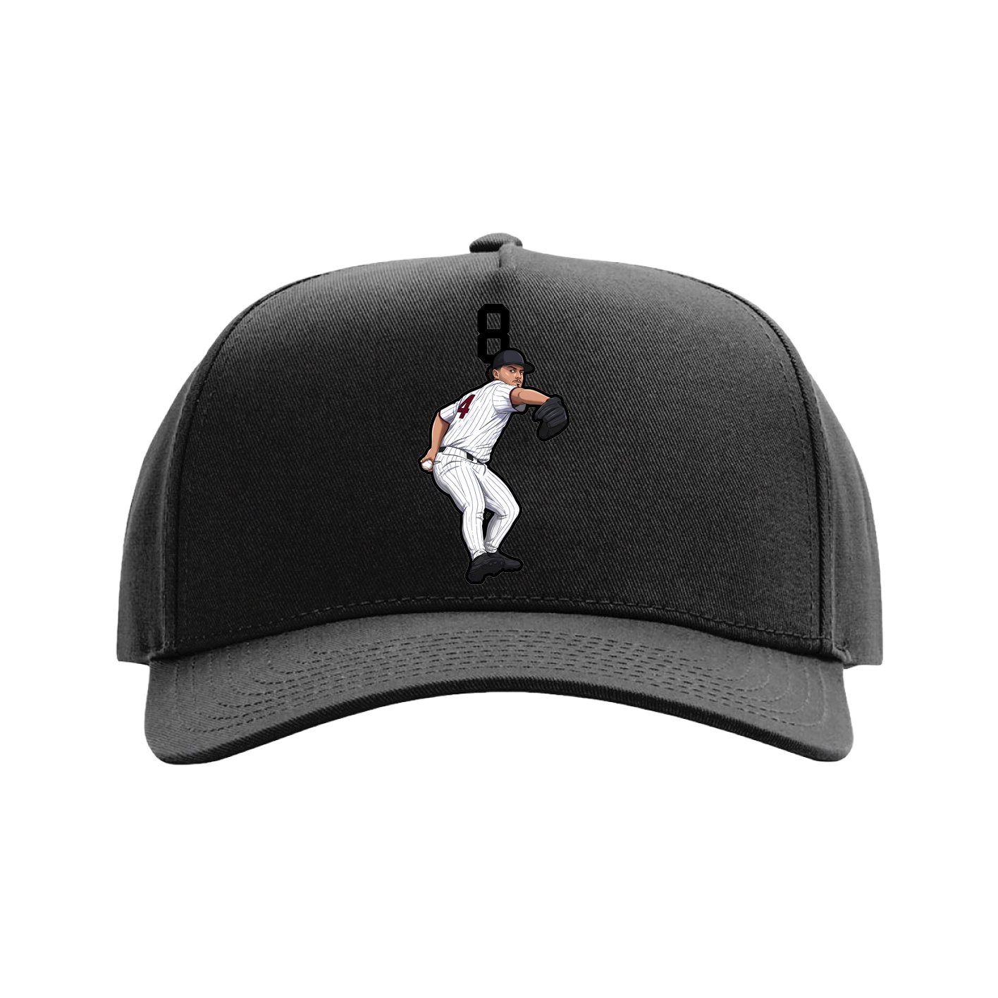 Full Fabric Five-Panel Champ Cap — Number Top in Black