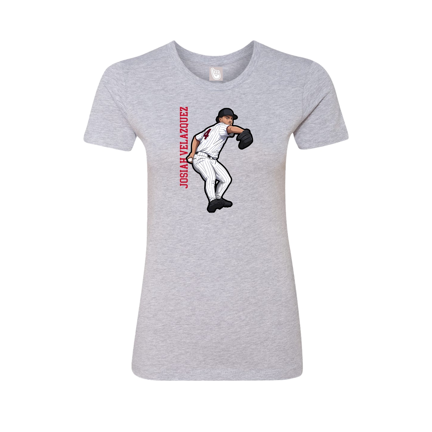 Fitted Women's Tee — Name Vertical in Grey