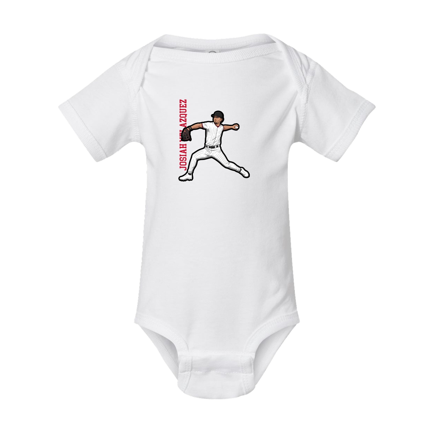 Baby Onesie — Name Vertical in White
