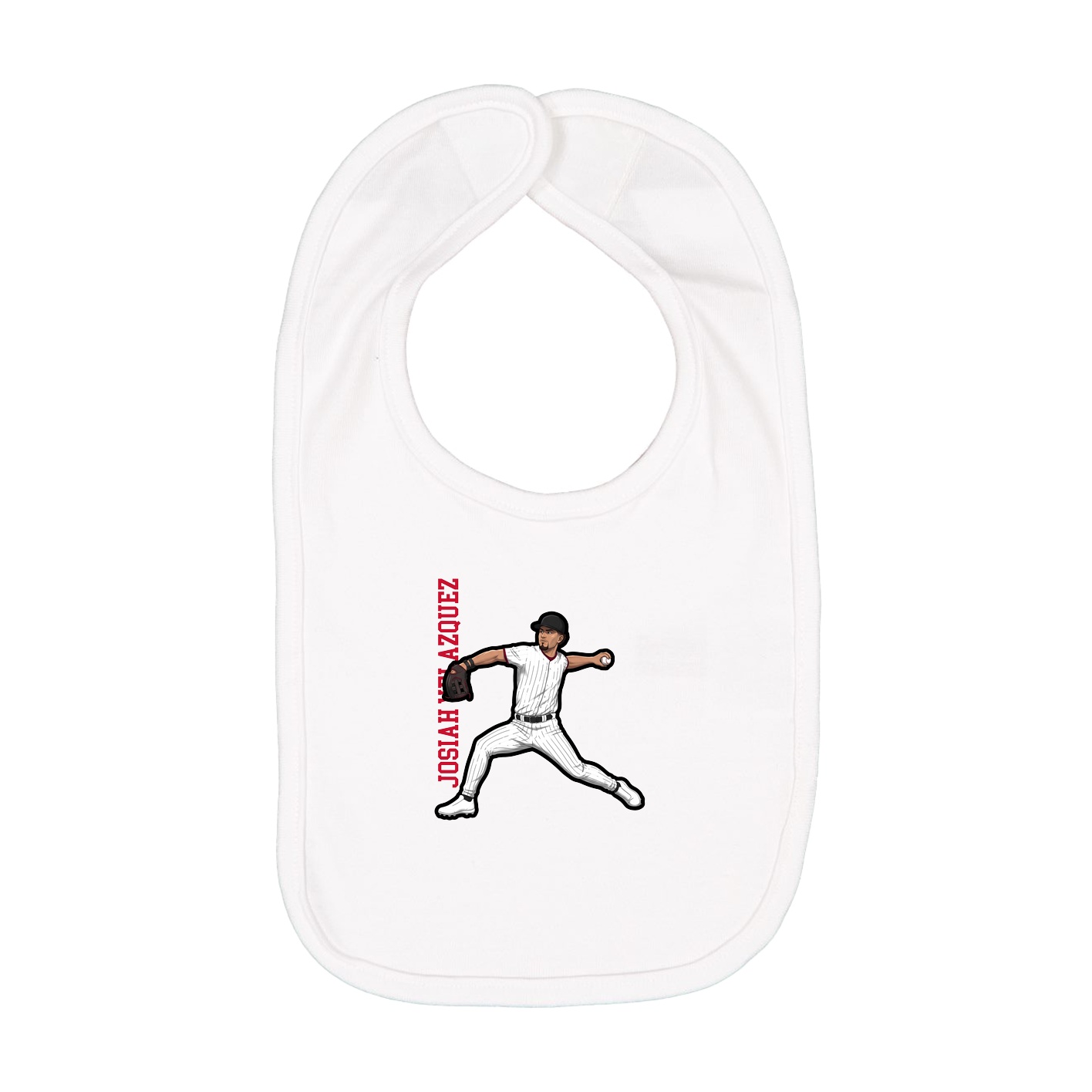 Infant Bib — Name Vertical in White