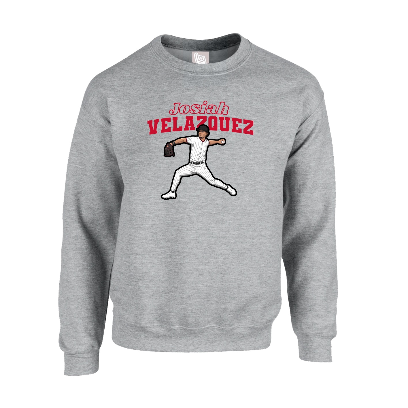 Fleece Crew — Name Arch in Grey