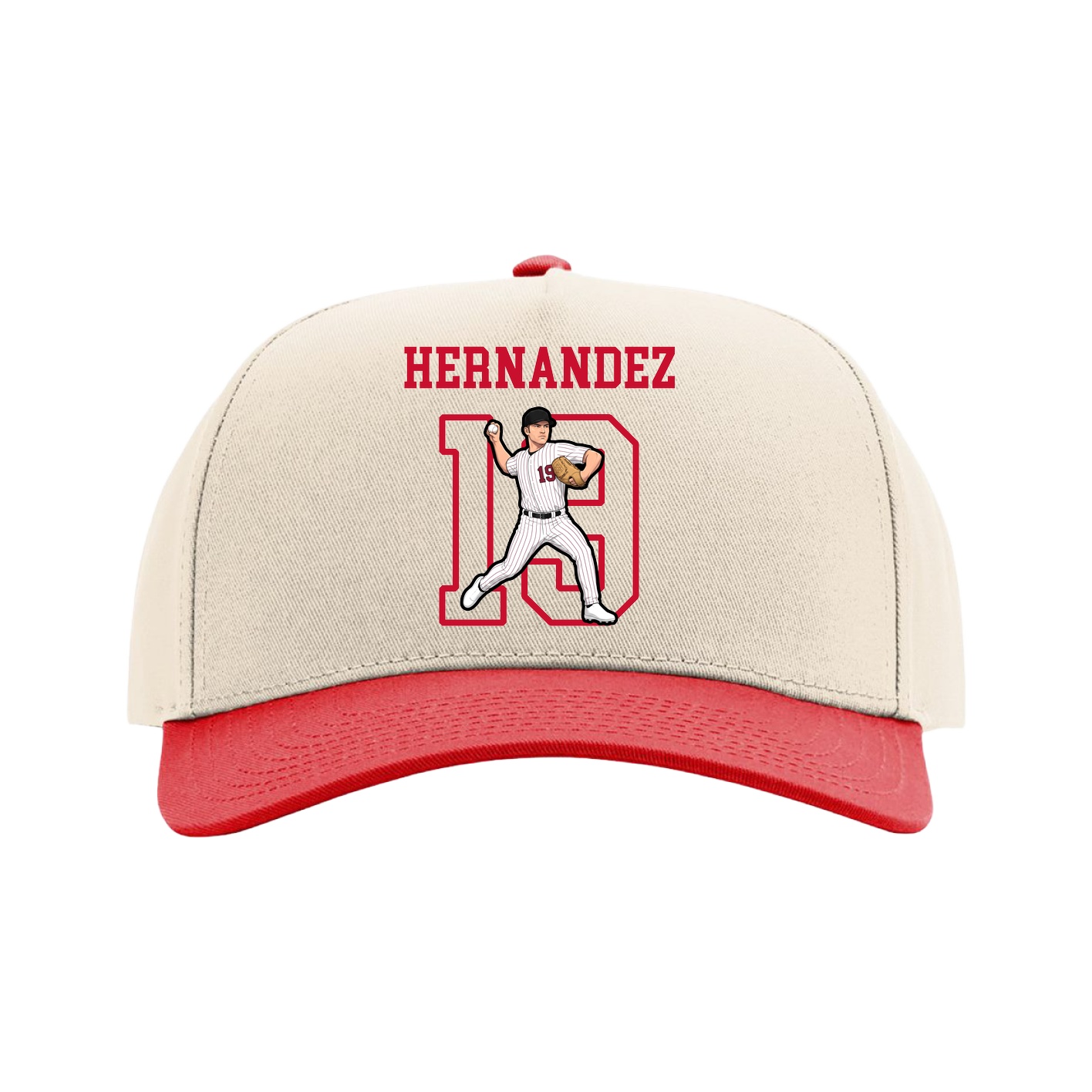 Full Fabric Five-Panel Champ Cap — Shirsey in Cream/Red