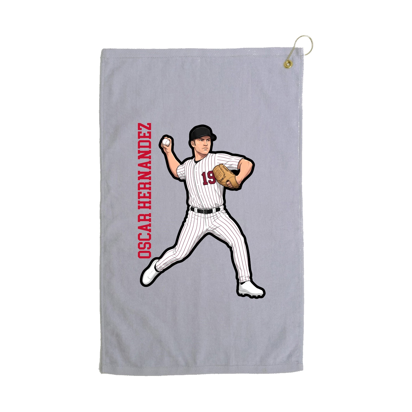 Golf Towel — Name Vertical in Grey