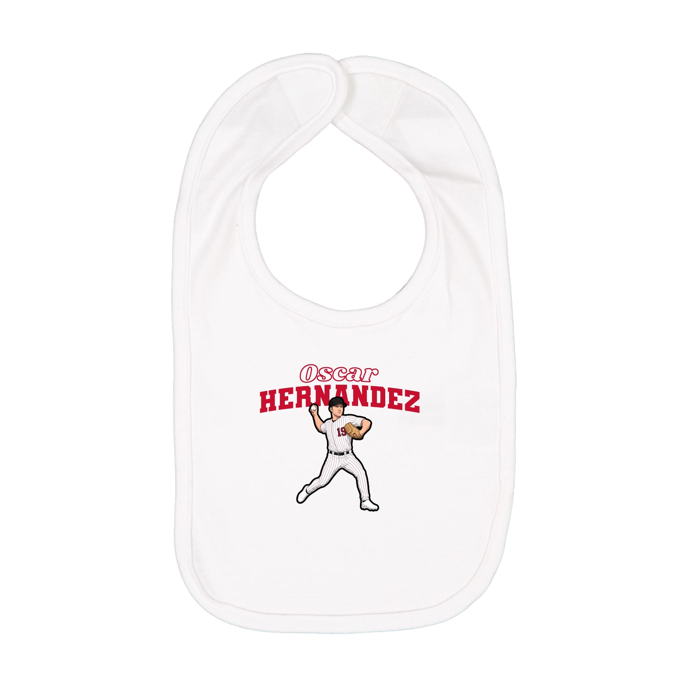Infant Bib — Name Arch in White