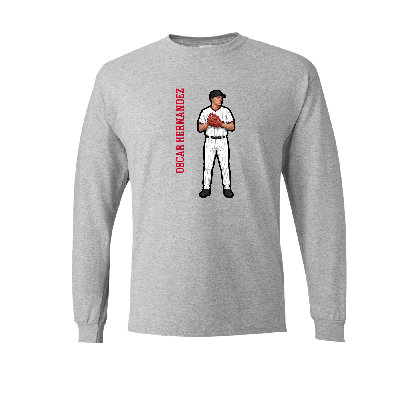 Long Sleeve Tee — Name Vertical in Grey