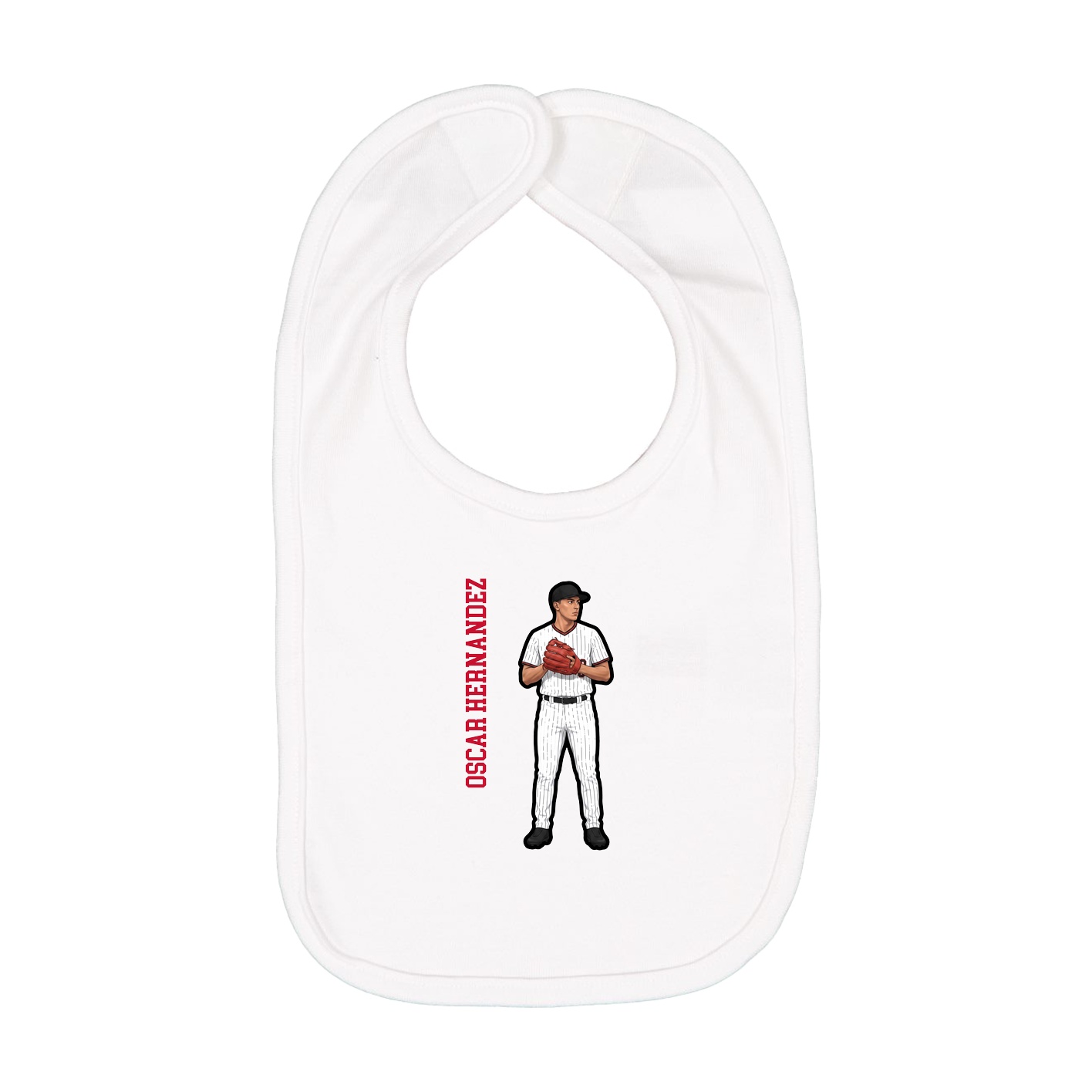 Infant Bib — Name Vertical in White