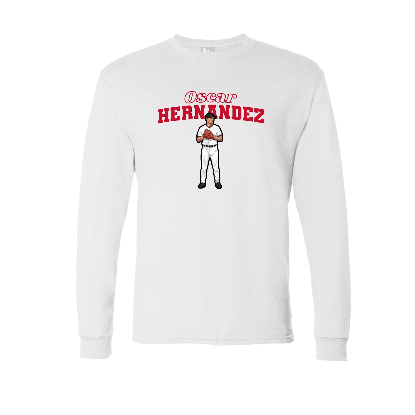Long Sleeve Tee — Name Arch in White