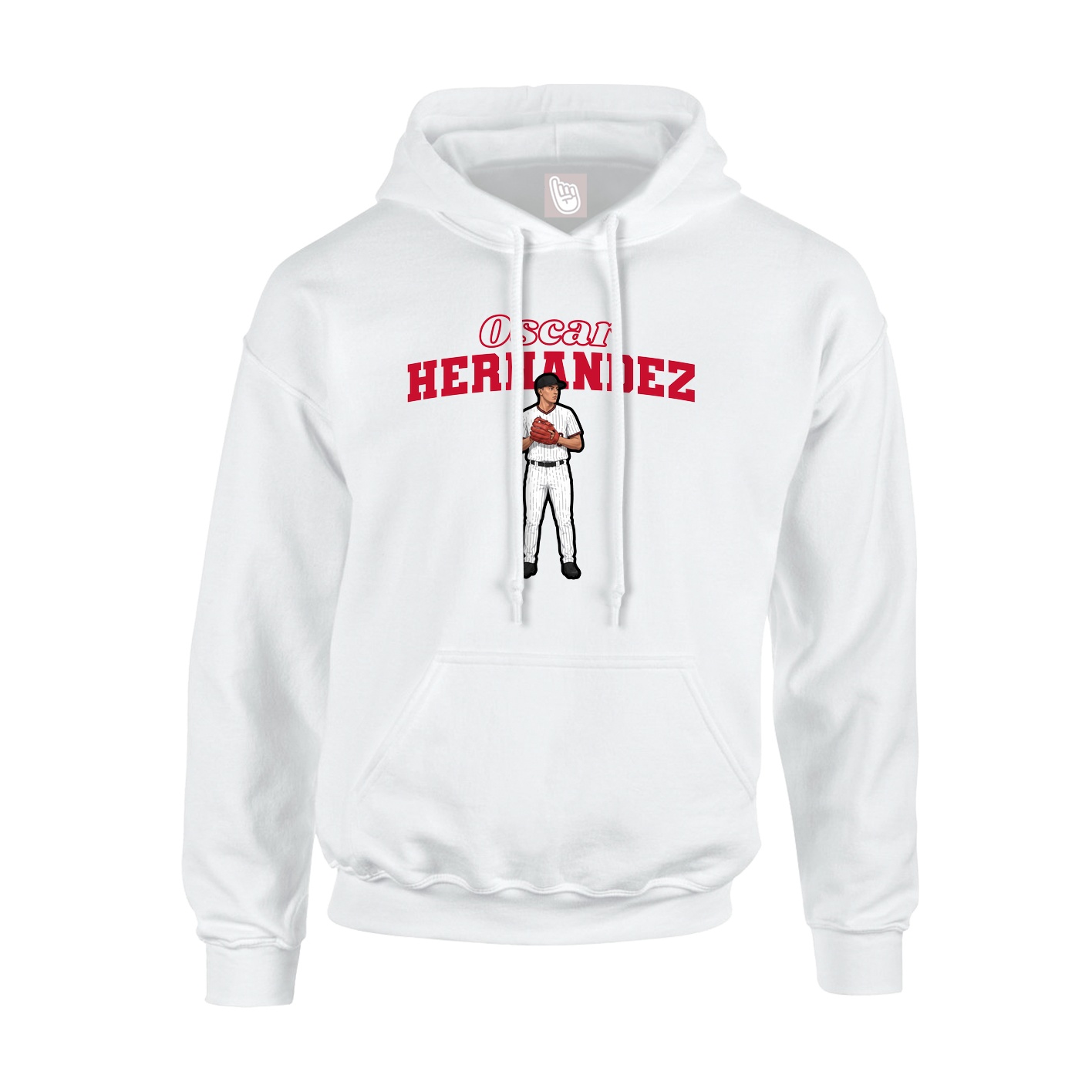 Youth Hoodie — Name Arch in White
