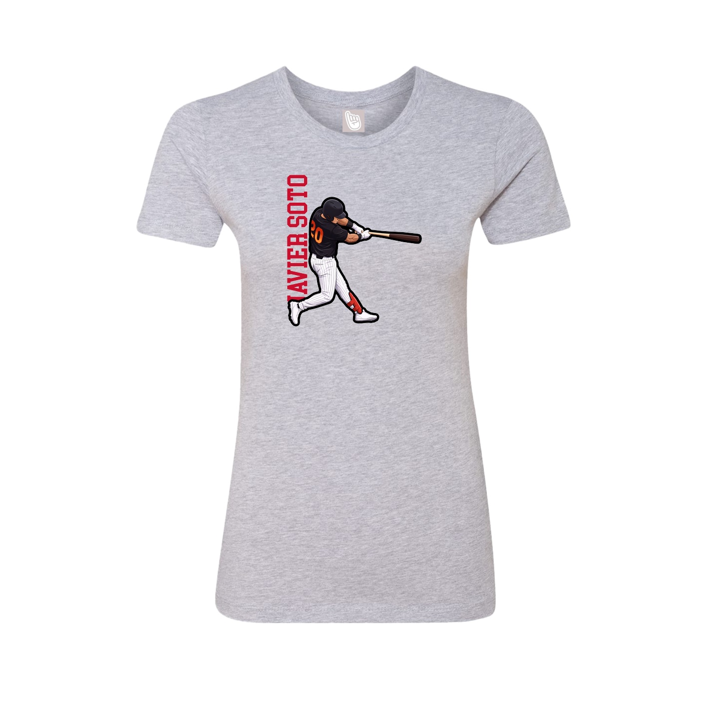 Fitted Women's Tee — Name Vertical in Grey