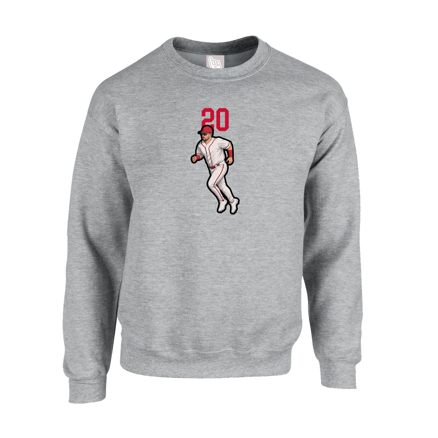 Fleece Crew — Number Top in Grey