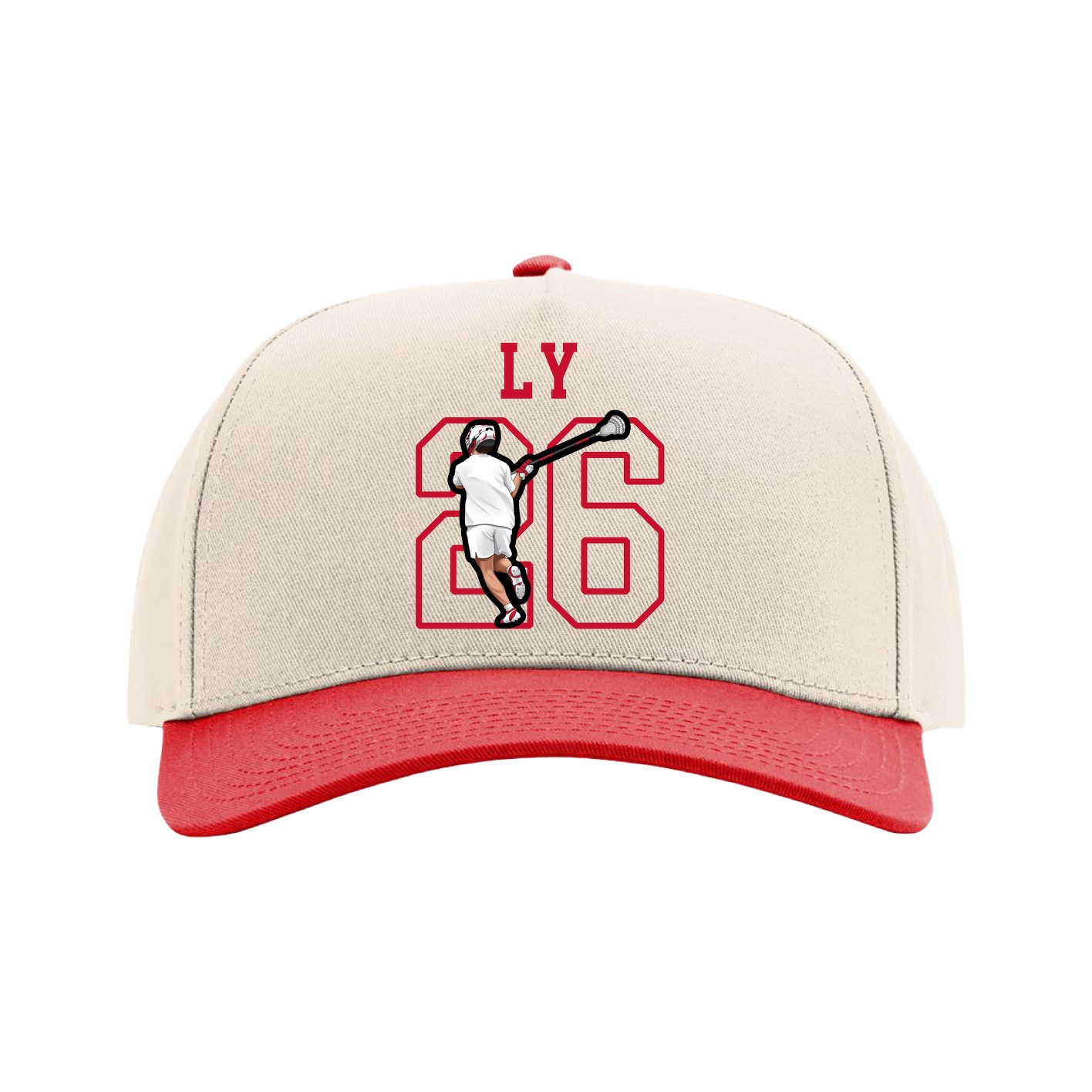 Full Fabric Five-Panel Champ Cap — Shirsey in Cream/Red