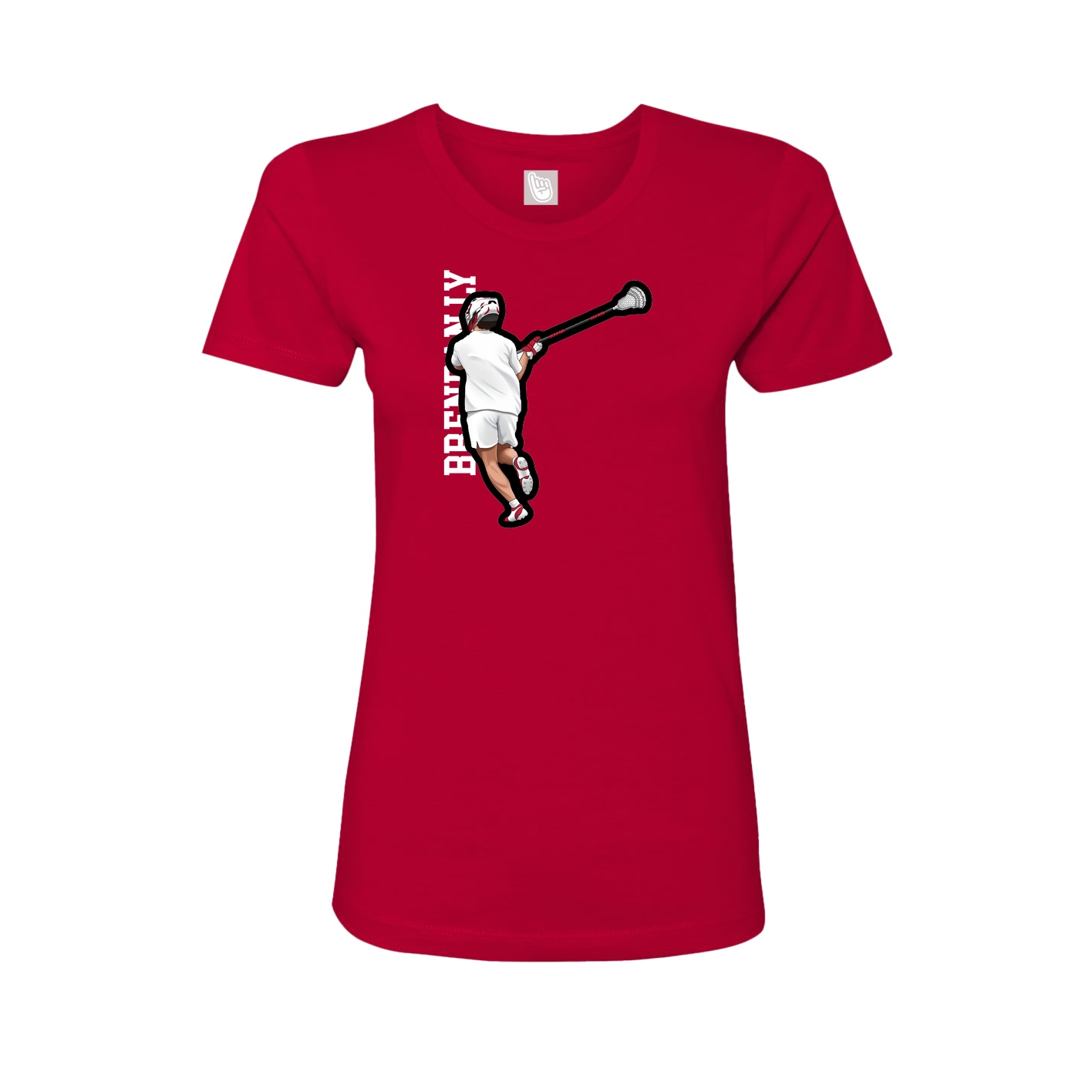 Fitted Women's Tee — Name Vertical in Red