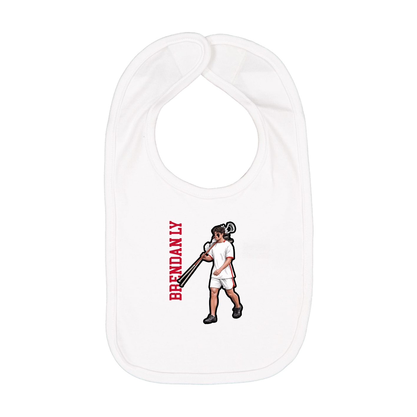 Infant Bib — Name Vertical in White