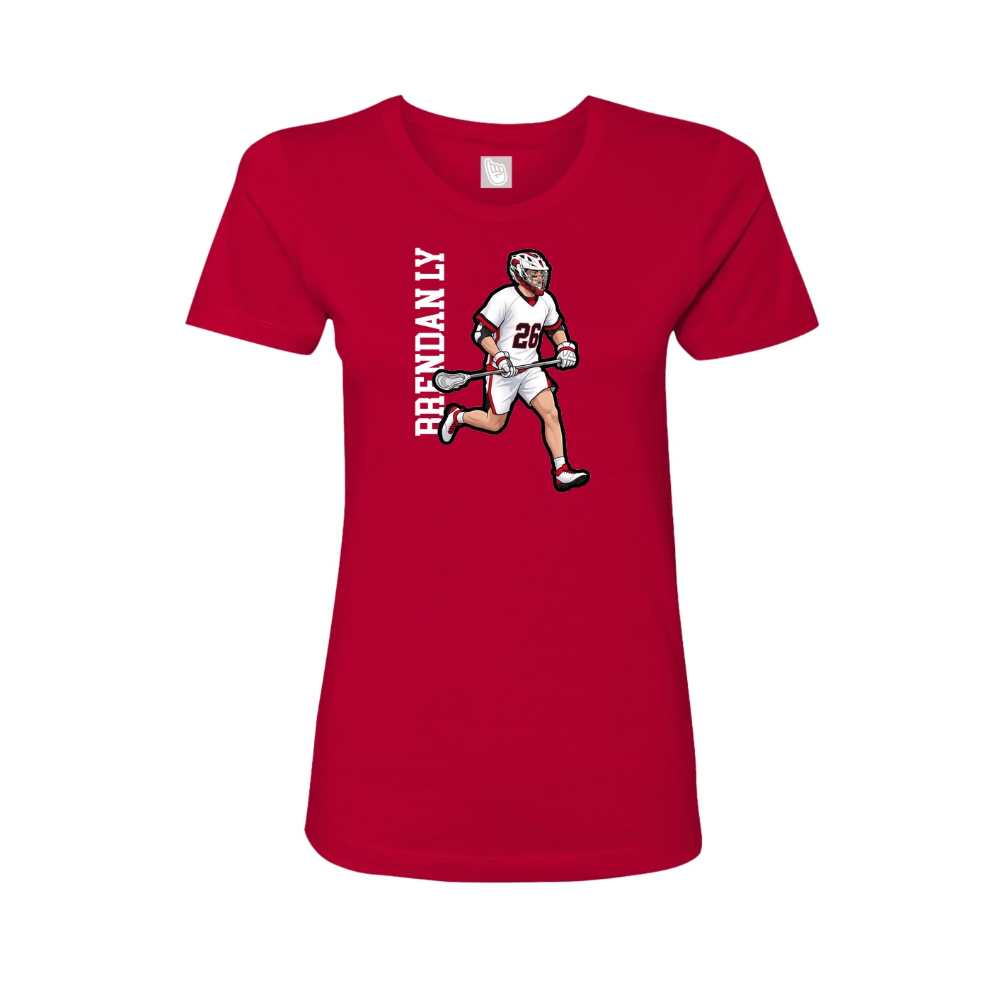 Fitted Women's Tee — Name Vertical in Red