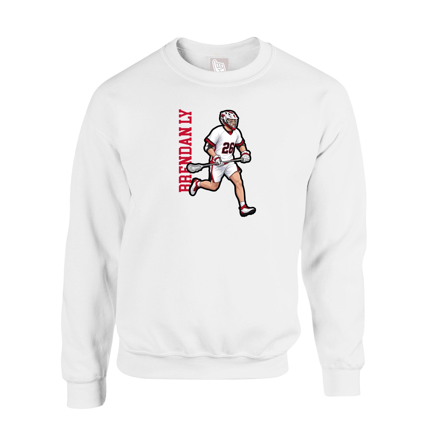 Fleece Crew — Name Vertical in White