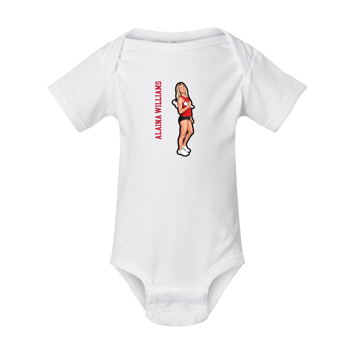 Baby Onesie — Name Vertical in White
