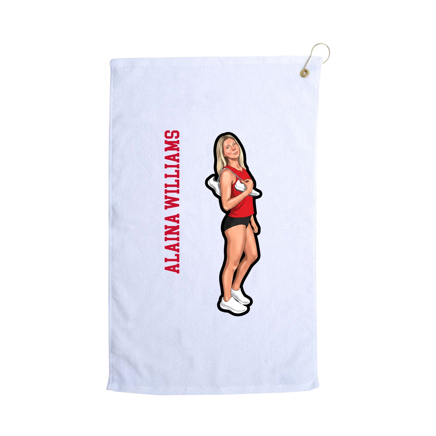 Golf Towel — Name Vertical in White