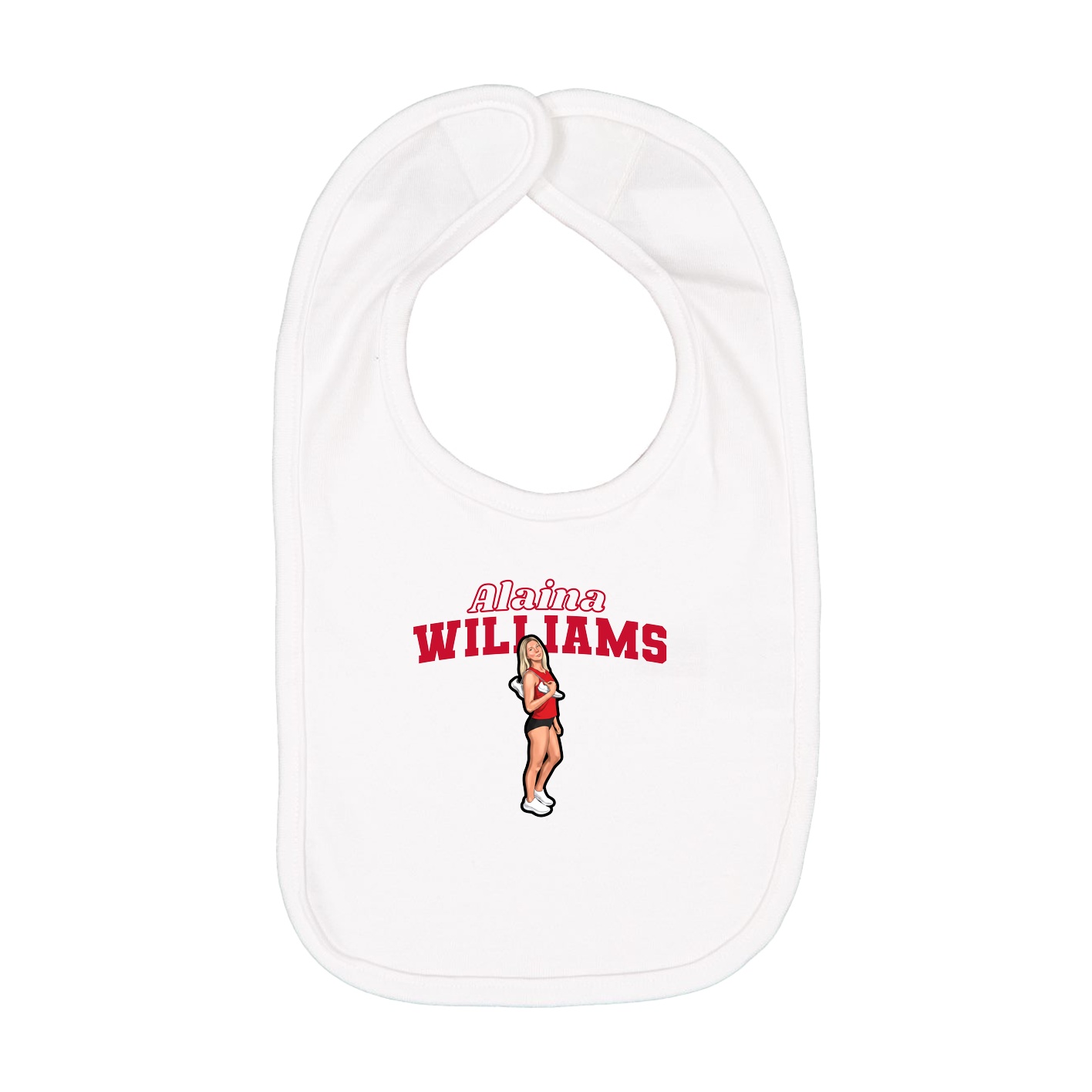 Infant Bib — Name Arch in White