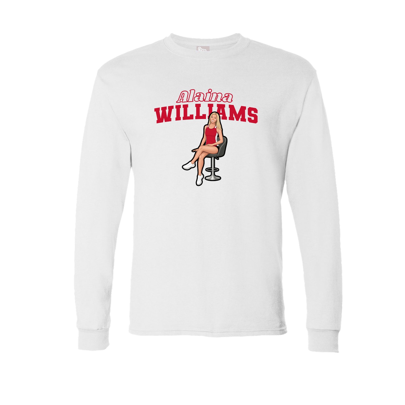 Long Sleeve Tee — Name Arch in White