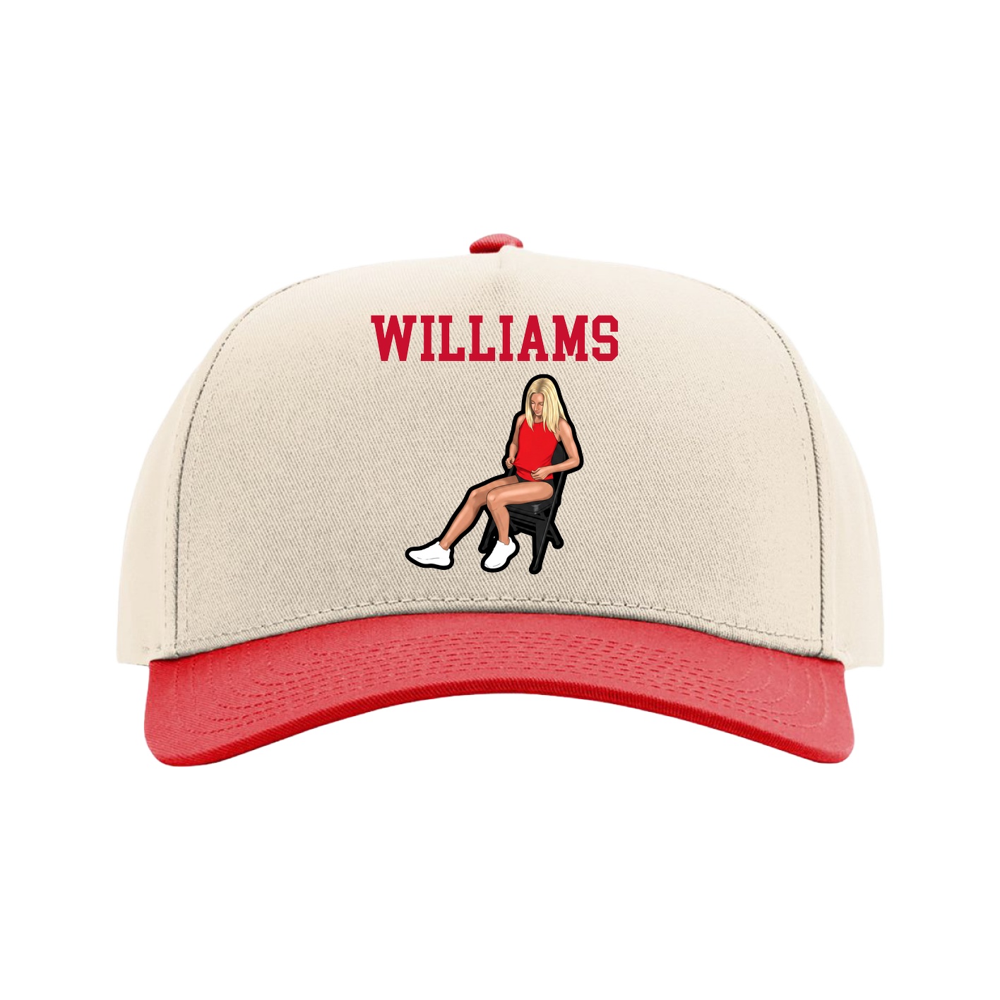 Full Fabric Five-Panel Champ Cap — Shirsey in Cream/Red