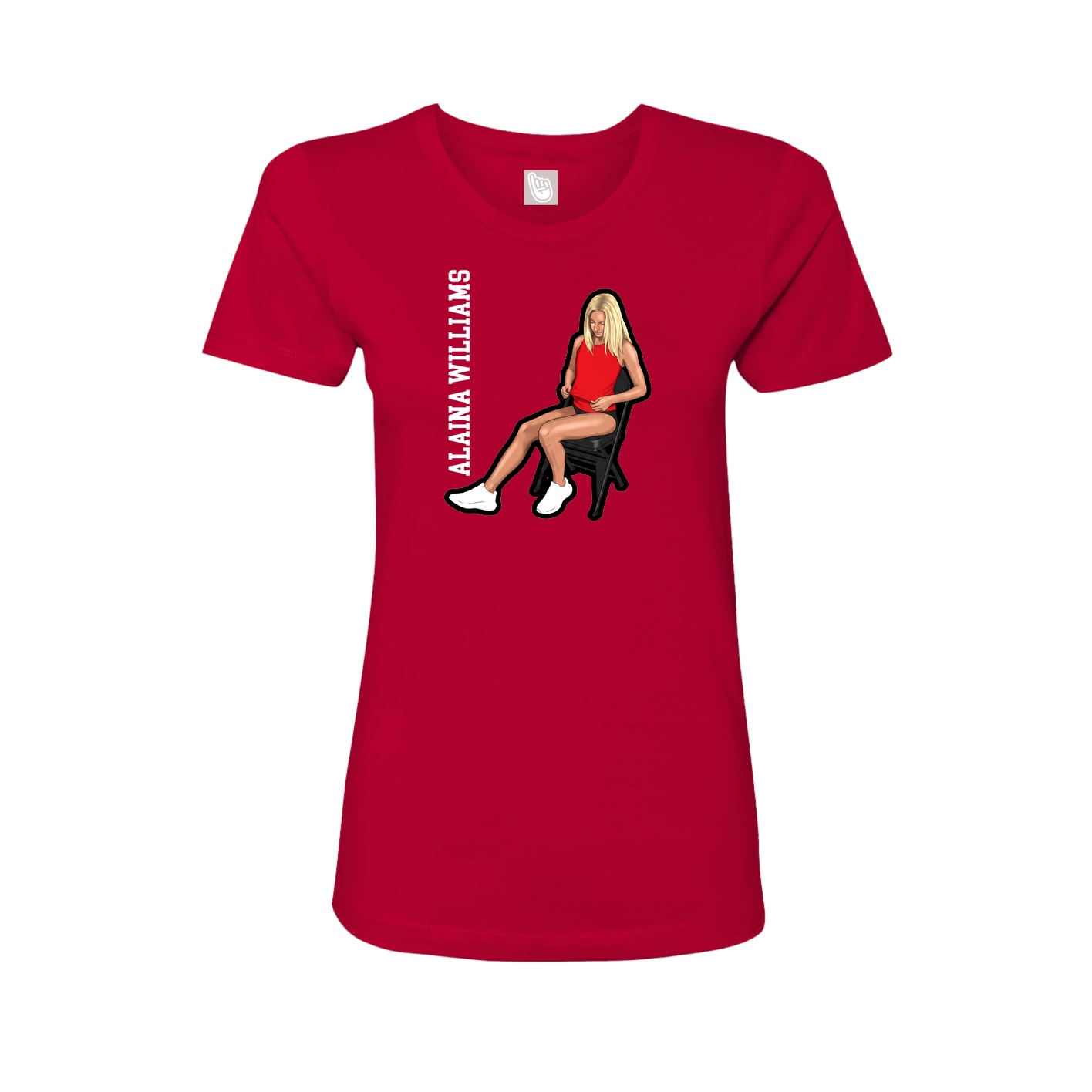 Fitted Women's Tee — Name Vertical in Red
