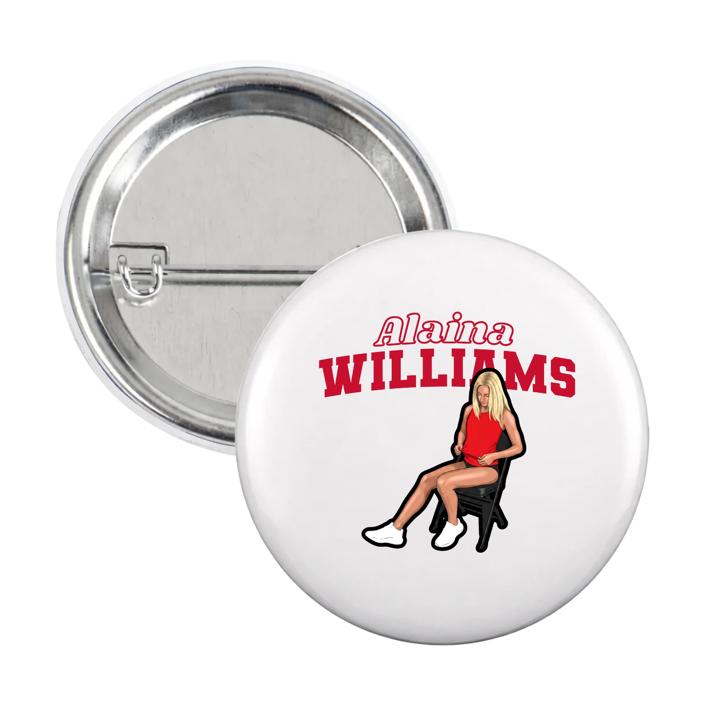 Game Day Button — Name Arch in White