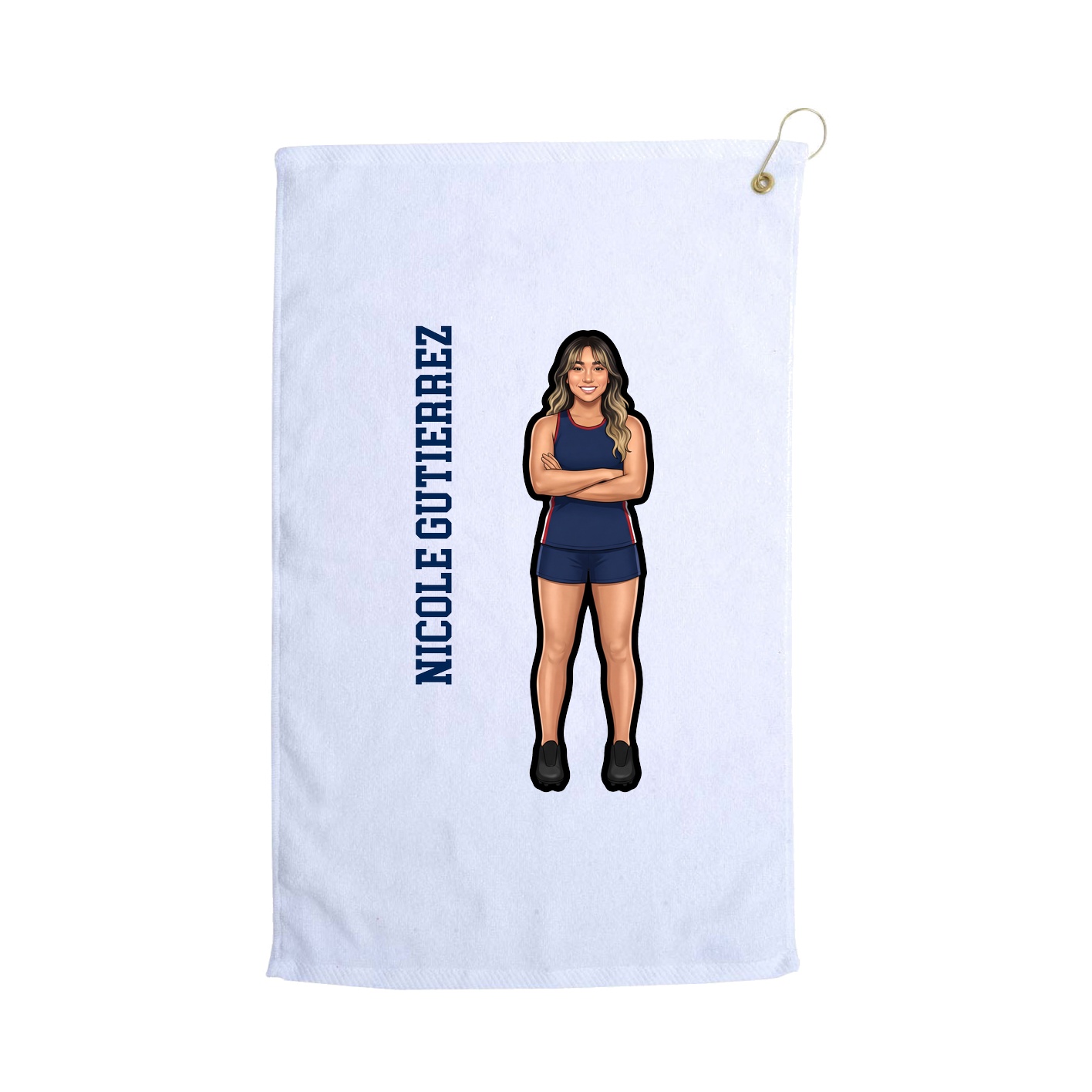 Golf Towel — Name Vertical in White