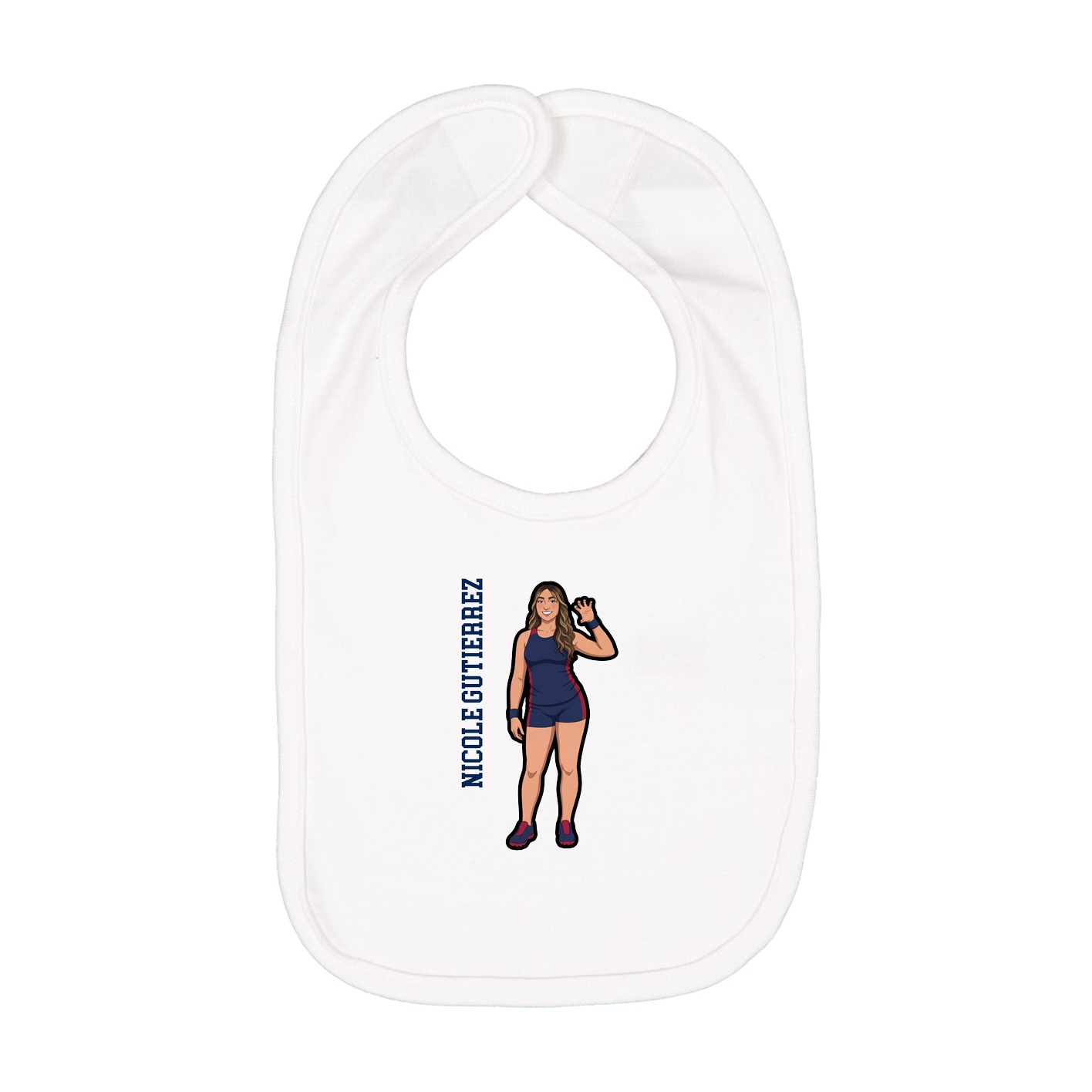 Infant Bib — Name Vertical in White